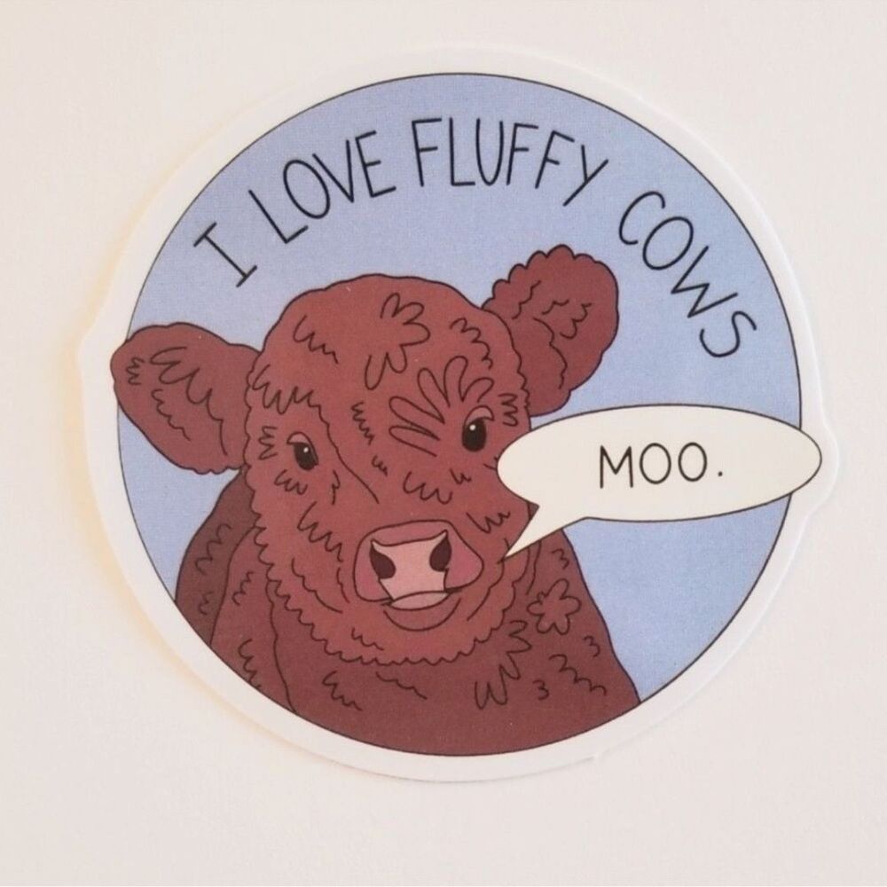 I‎ Love Fluffy Cows Sticker